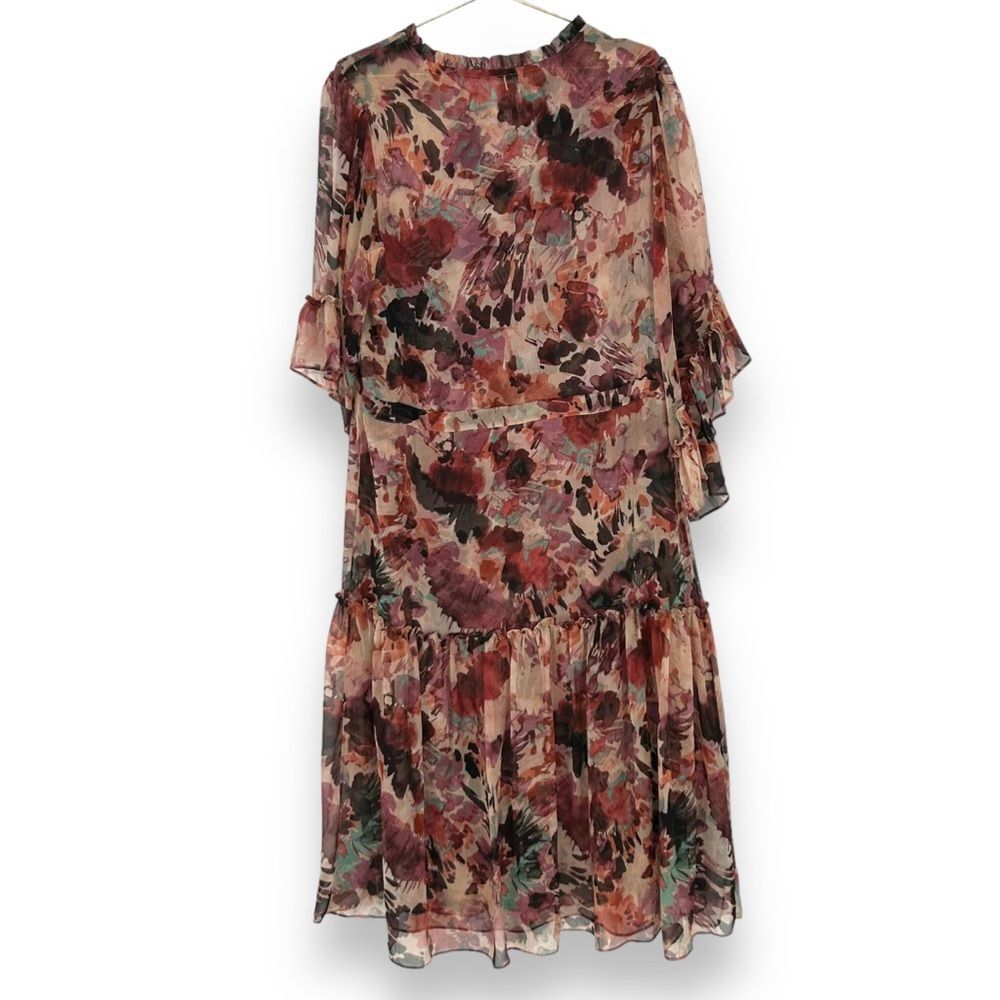 MISA Los Angeles Ruffle Trim Chiffon Floral Maxi Dress M Romantic Party Cocktail - Picture 5 of 8